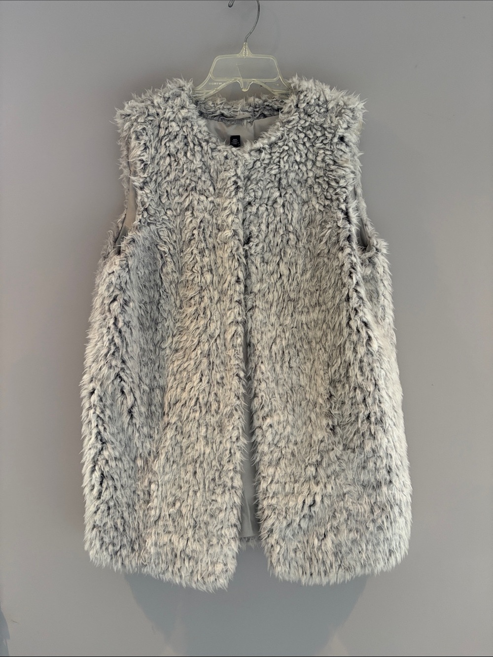 Design Lab Lord & Taylor Faux Fur Sleeveless Vest - Light Gray